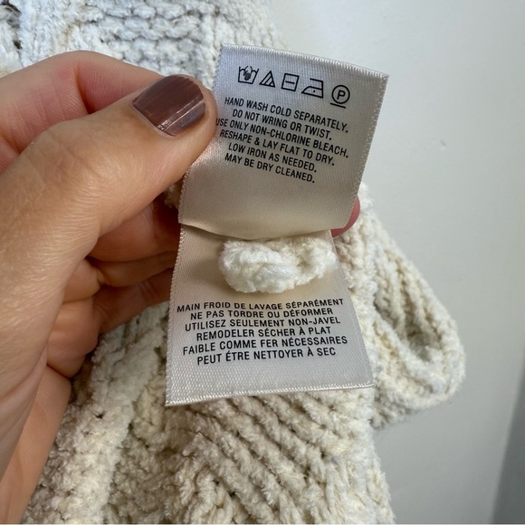 Anthropologie Moth Chunky Knit Oversized Cream Tunic Sweater Size XS / Small - Picture 9 of 9